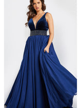Jovani Belted Long Chiffon Prom Ball Gown 26201