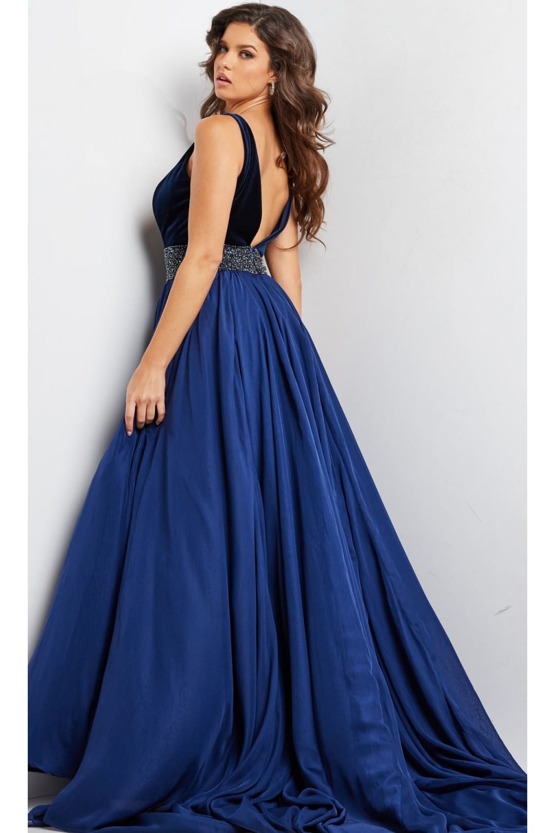 Jovani Belted Long Chiffon Prom Ball Gown 26201 - Prom