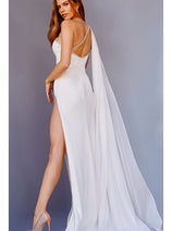 Jovani Chiffon-Shoulder Long Prom Dress 22791