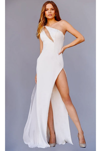 Jovani Chiffon-Shoulder Long Prom Dress 22791 - Off-White / Apparel & Accessories > Clothing > Dresses