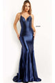 Jovani Cut-Out-Back Long Beaded Prom Dress 08157 - Navy / Prom