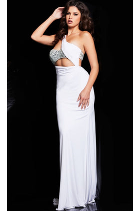 Jovani Cut-Out Beaded-Bodice Long Prom Dress 23130