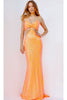 Jovani Cut-Out Long Sequin Prom Dress 23827 - Orange / 8 - Prom