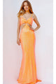 Jovani Cut-Out Long Sequin Prom Dress 23827 - Orange / 8 - Prom