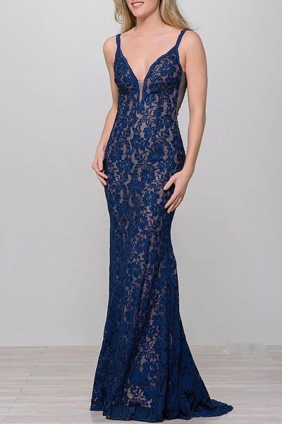 Jovani 48994 - Fitted Lace Prom Dress - Prom
