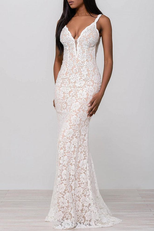 Jovani 48994 - Fitted Lace Prom Dress - Prom