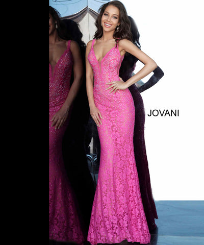 Jovani 48994 - Fitted Lace Prom Dress - Prom