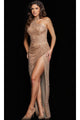 Jovani High-Neck Long Gold Sequin Prom Dress 22849 - Gold / Prom