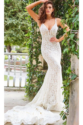 Jovani JB03864 - Beaded Lace Bridal Gown