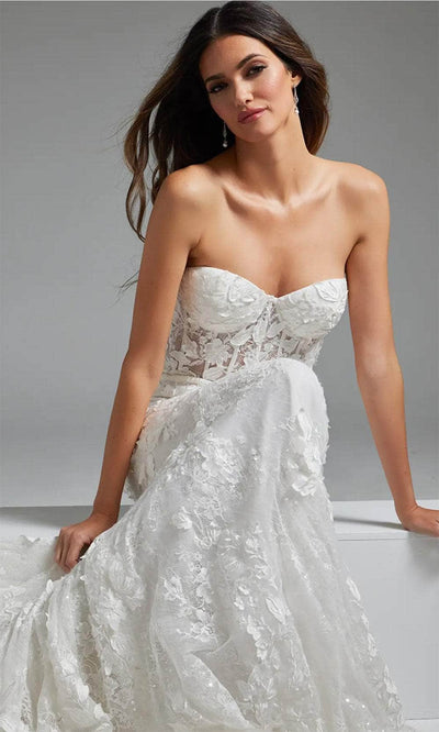 Jovani JB07583 - Sweetheart Floral Appliqued Bridal Gown - Prom
