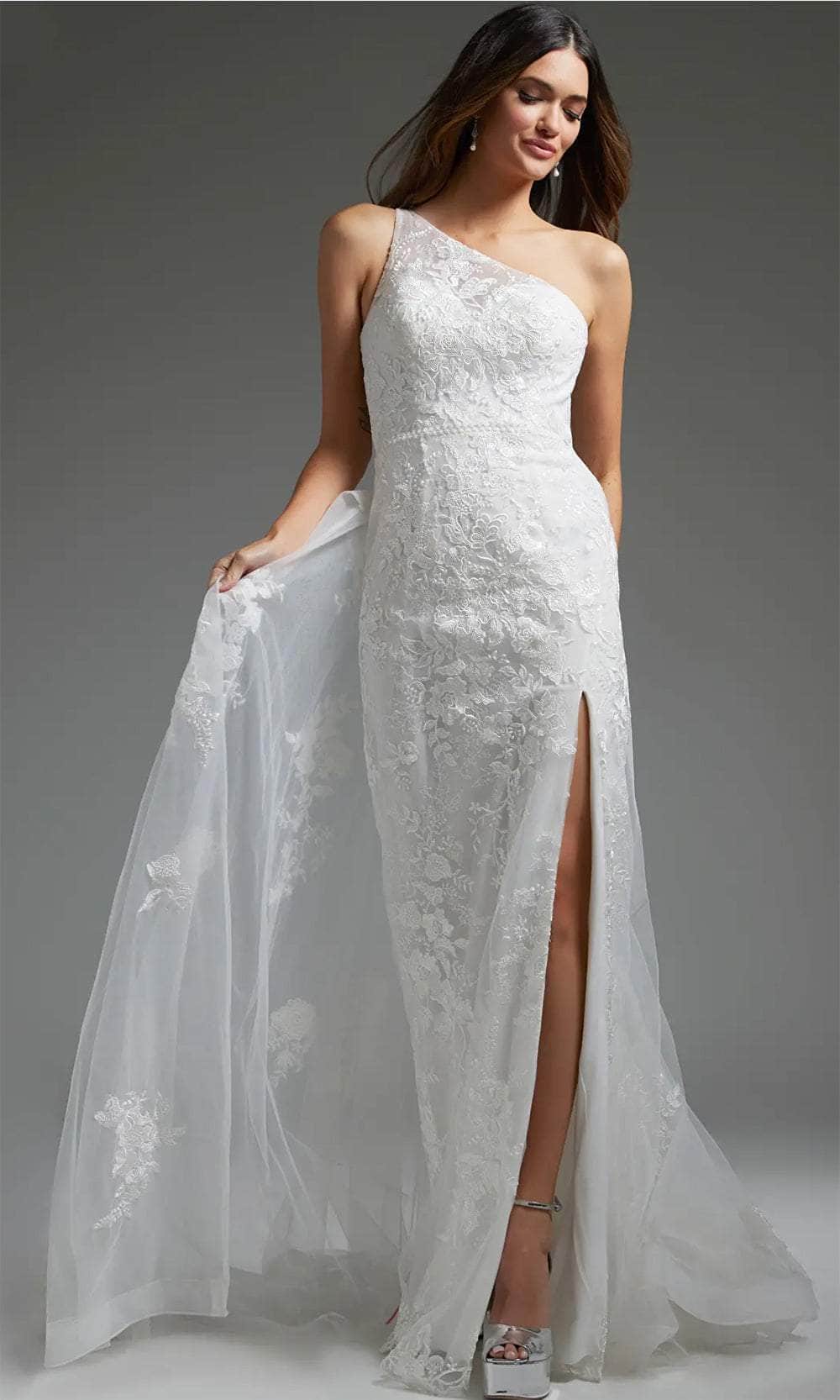 Jovani JB37601 - One Shoulder Lace Bridal Gown - Prom
