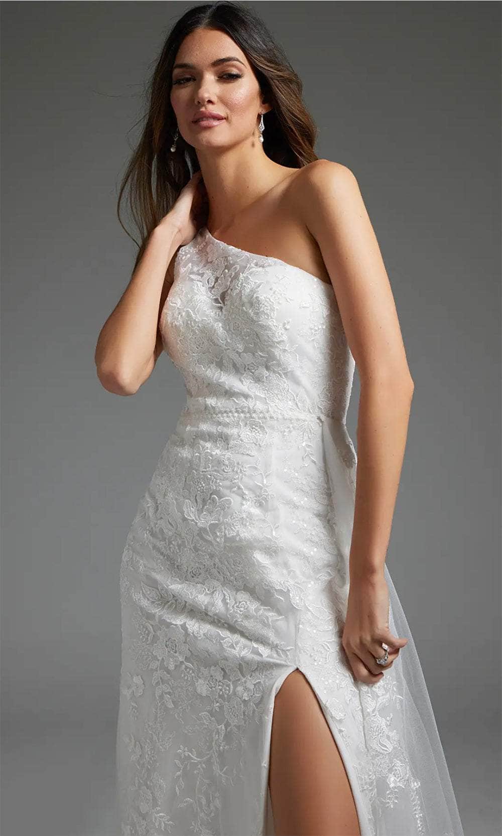 Jovani JB37601 - One Shoulder Lace Bridal Gown - Prom