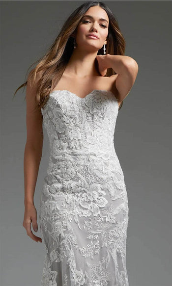 Jovani - JB38221 Mermaid Bridal Gown with Lace Detail - Prom