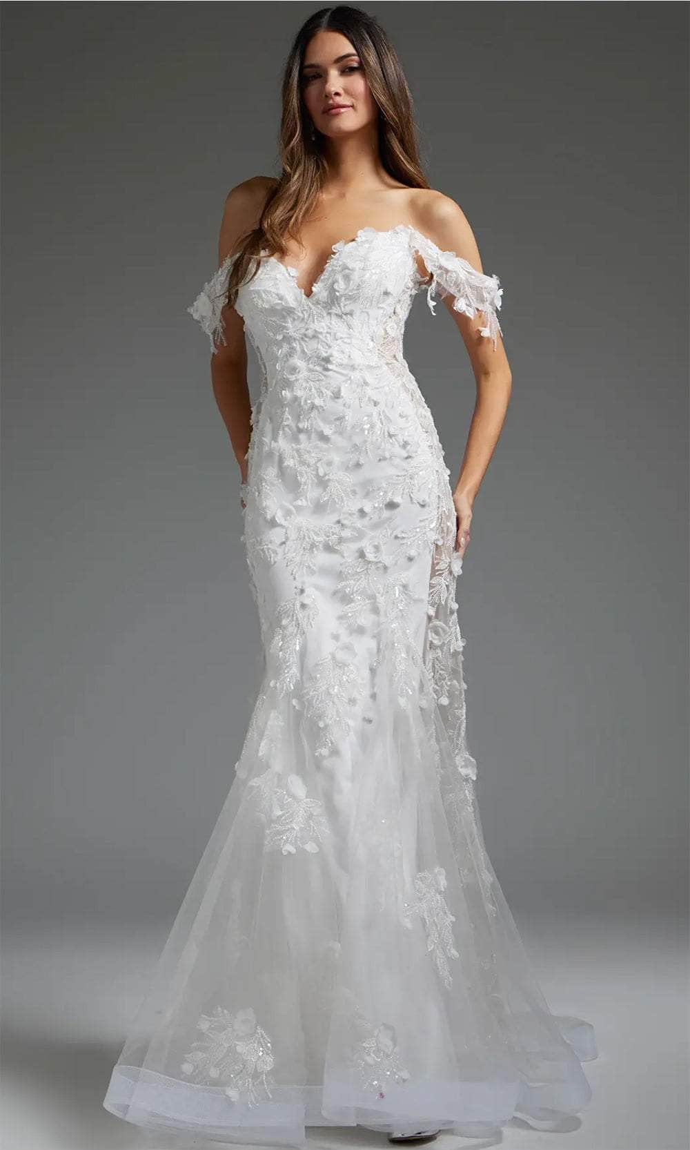 Jovani - JB38224 Off-Shoulder Bridal Gown with Appliqué Detail - Prom