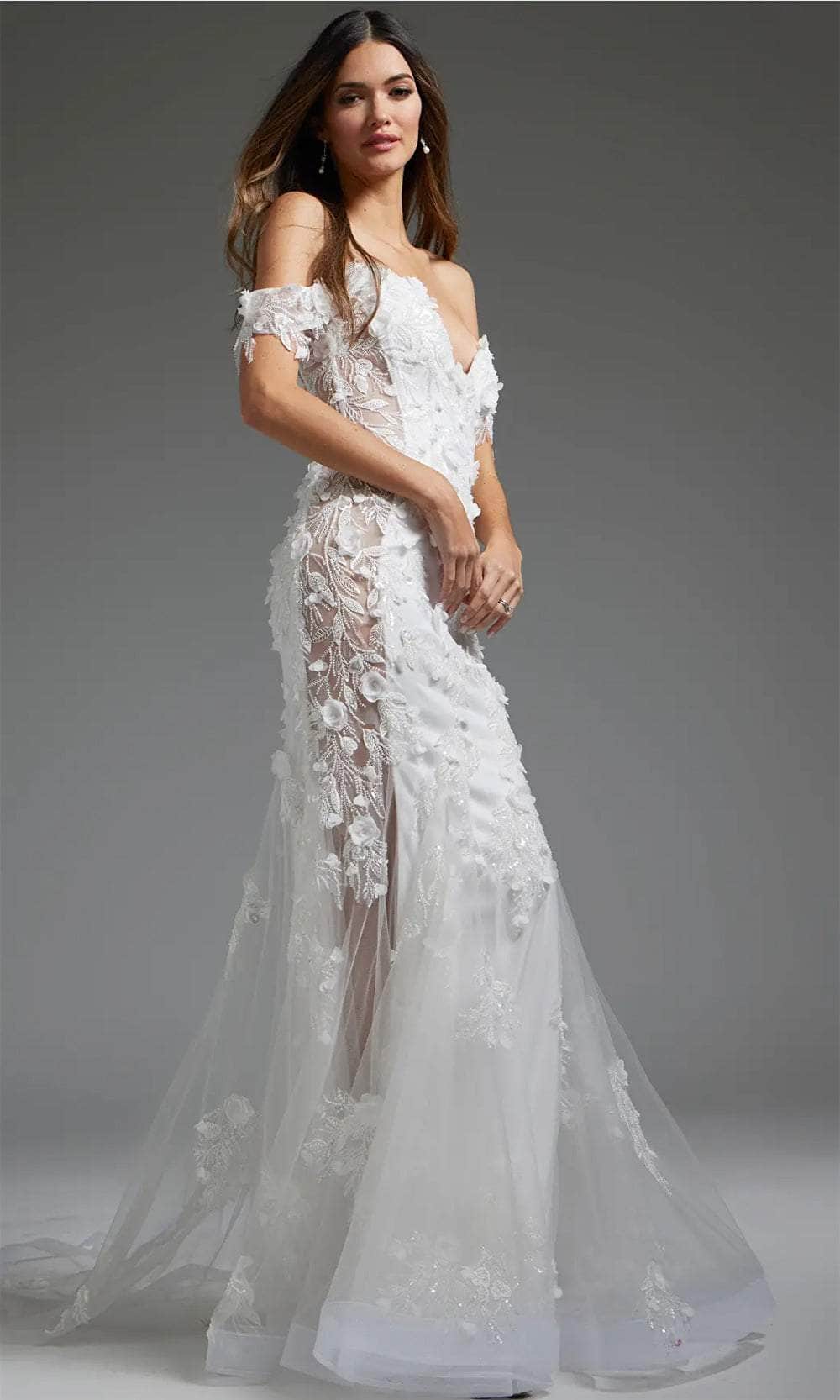 Jovani - JB38224 Off-Shoulder Bridal Gown with Appliqué Detail - Prom