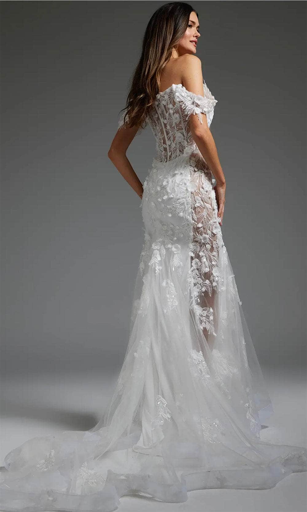 Jovani - JB38224 Off-Shoulder Bridal Gown with Appliqué Detail - Prom