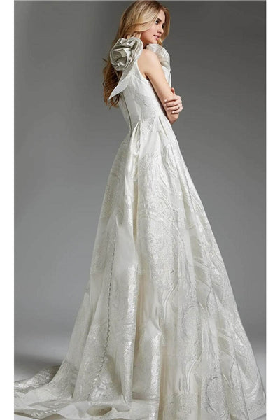 Jovani JB39218 - Elegant Rosette One-Shoulder Bridal Gown - Prom