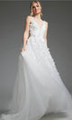 Jovani JB40511 V-Neck Bridal Gown with Appliqué Details - Prom
