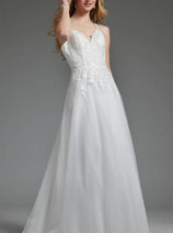 Jovani JB40513 Ivory Bridal Gown with Embroidered Tulle