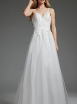Jovani JB40513 Ivory Bridal Gown with Embroidered Tulle