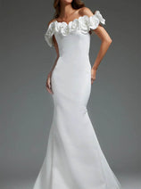 Jovani JB40594 - Elegant Mermaid Bridal Gown with Rosette Details