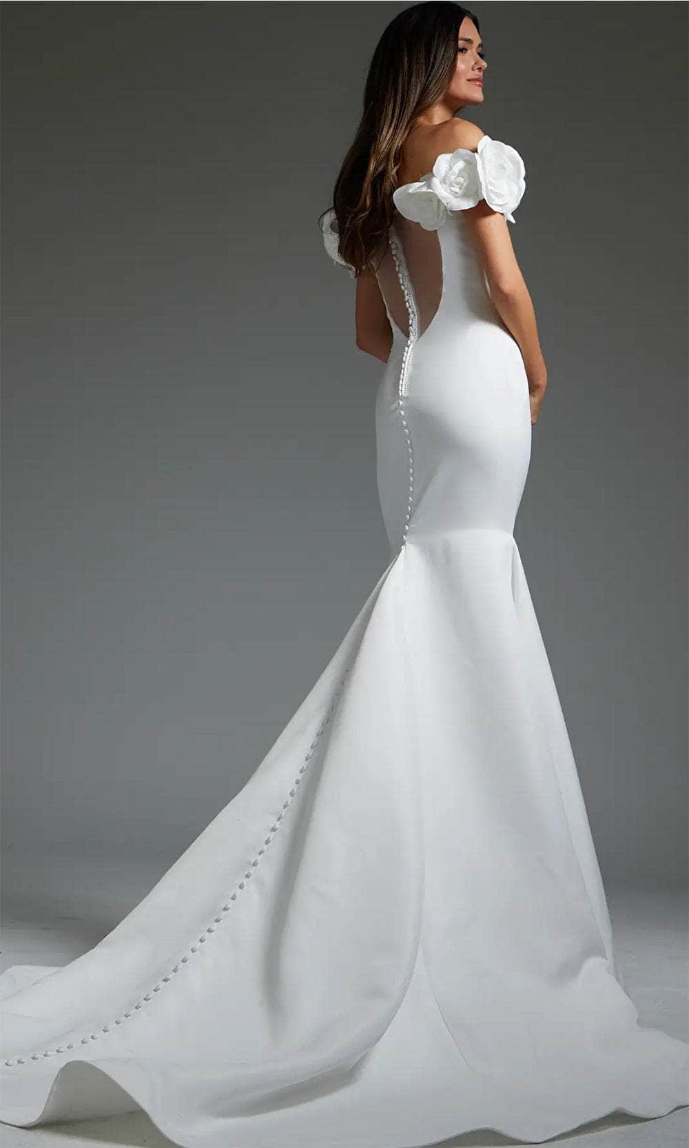 Jovani JB40594 - Elegant Mermaid Bridal Gown with Rosette Details - Prom