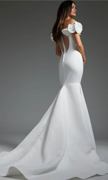 Jovani JB40594 - Elegant Mermaid Bridal Gown with Rosette Details - Prom