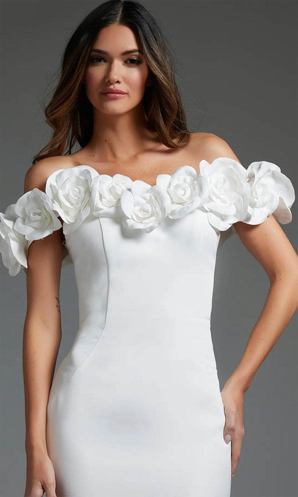 Jovani JB40594 - Elegant Mermaid Bridal Gown with Rosette Details - Prom