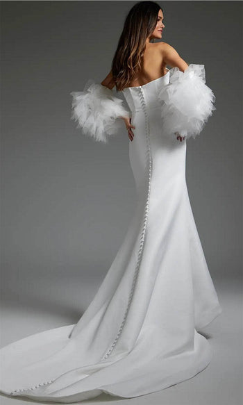 Jovani JB40601 - Bridal Gown with Detachable Ruffled Sleeves - Prom