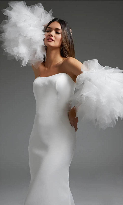 Jovani JB40601 - Bridal Gown with Detachable Ruffled Sleeves - Prom
