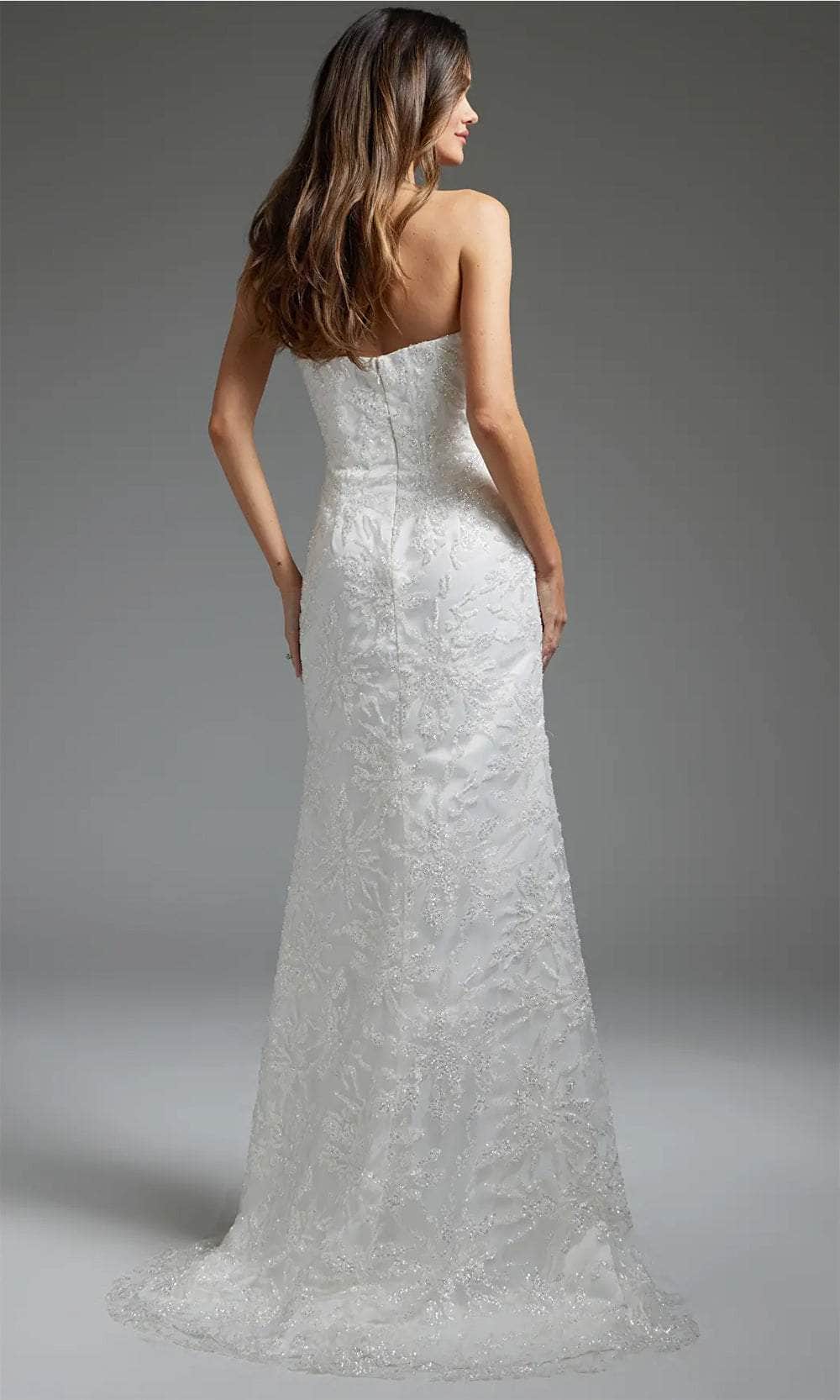 Jovani JB40608 - Asymmetric Bridal Gown Featuring Allover Beading - Prom