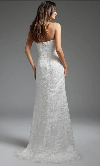 Jovani JB40608 - Asymmetric Bridal Gown Featuring Allover Beading - Prom