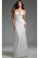 Jovani JB40639 - Plunging Bridal Gown with Beaded Appliqués - Ivory / 00 - Prom