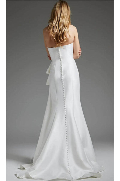 Jovani JB40791 - V-Neck Seamed High Slit Bridal Gown - Prom