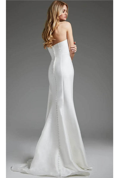 Jovani JB40791 - V-Neck Seamed High Slit Bridal Gown - Prom