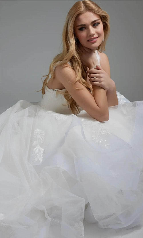 Jovani JB41002 - Sleeveless Bridal Gown with Sequin Appliques - Prom