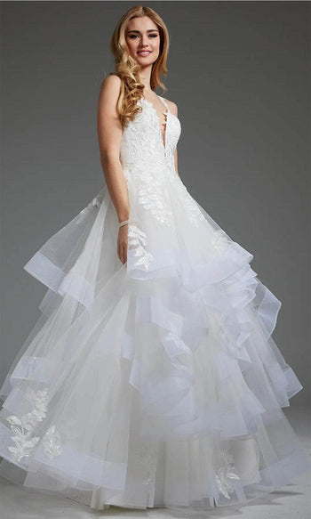 Jovani JB41002 - Sleeveless Bridal Gown with Sequin Appliques - Prom