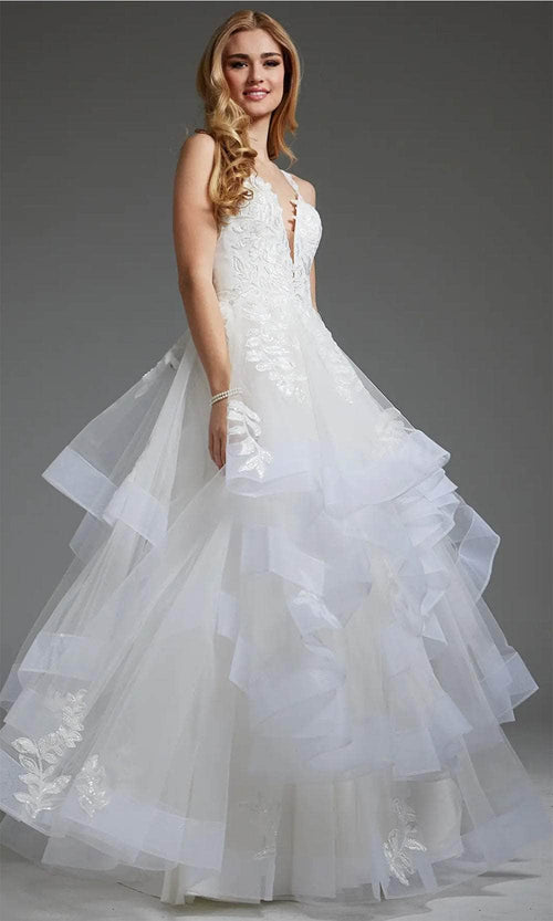 Jovani JB41002 - Sleeveless Bridal Gown with Sequin Appliques - Prom