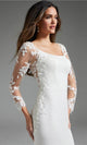 Jovani JB42297 - Square Neck Bridal Gown with Leaf Appliques - Prom