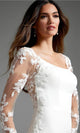 Jovani JB42297 - Square Neck Bridal Gown with Leaf Appliques - Prom