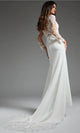 Jovani JB42297 - Square Neck Bridal Gown with Leaf Appliques - Prom