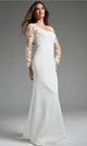 Jovani JB42297 - Square Neck Bridal Gown with Leaf Appliques - Prom