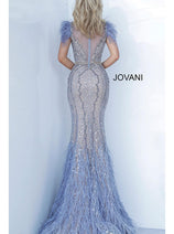 Jovani Light Blue Feather Long Pageant Dress 02326