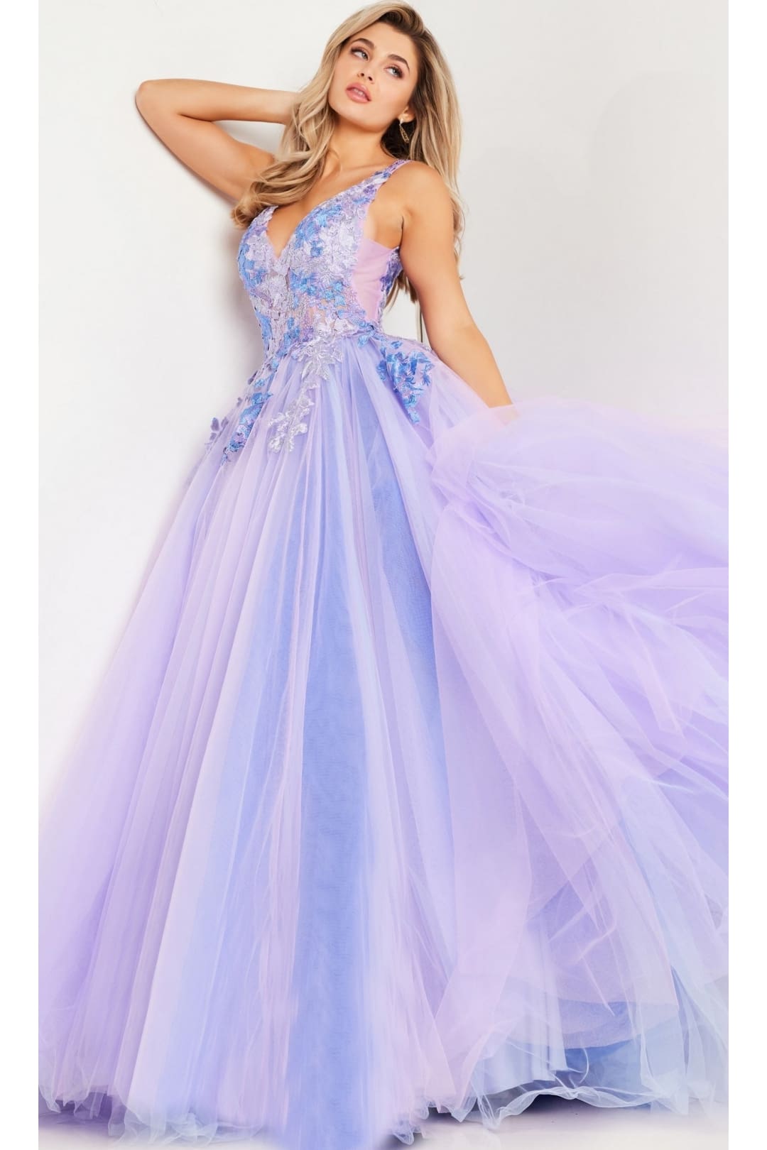 Jovani Lilac Purple Long Prom Ball Gown 24602 - Lilac/Multi / Apparel & Accessories > Clothing > Dresses