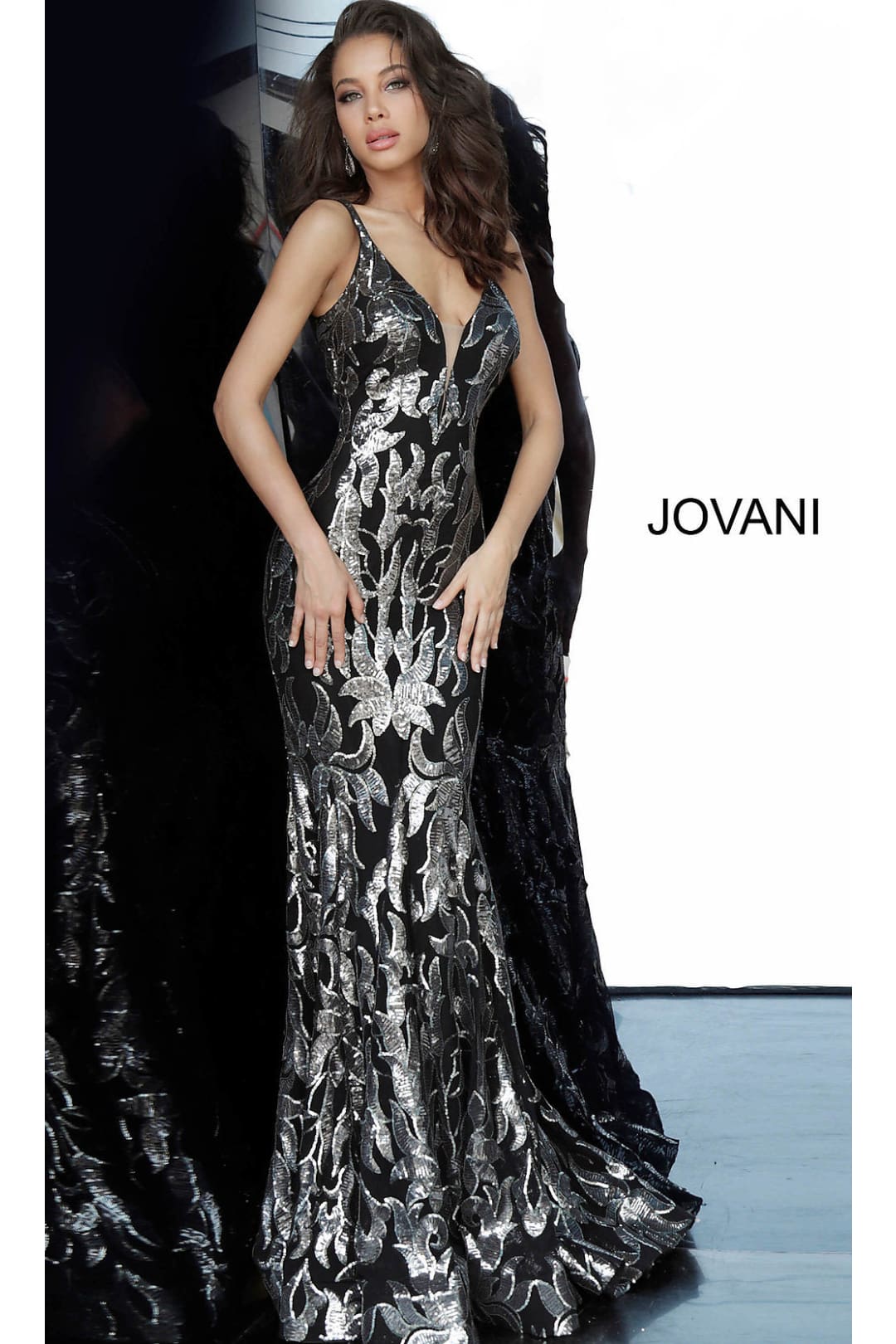 Jovani-Jovani Long Designer Prom Dress with Sequins
