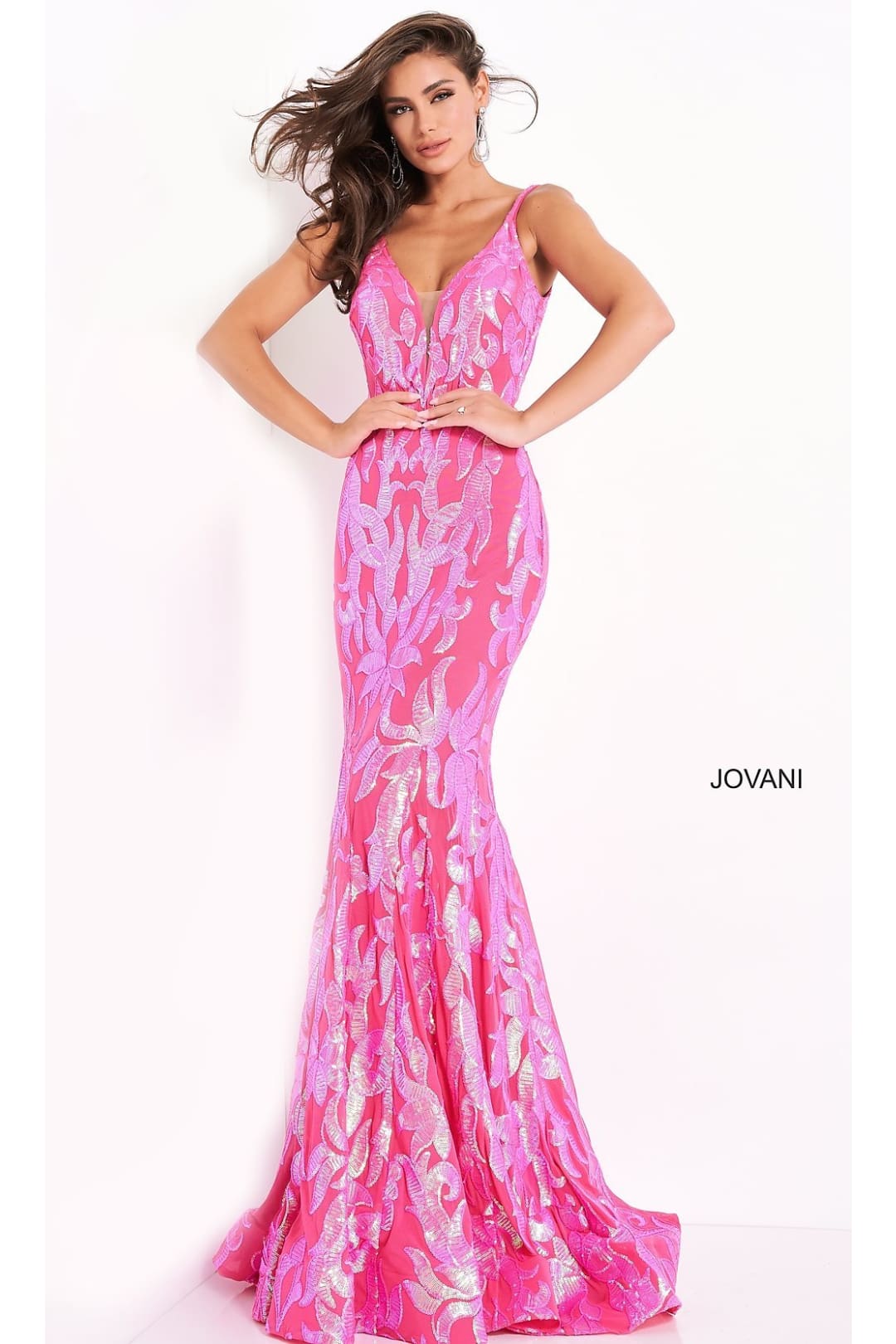 Jovani-Jovani Long Designer Prom Dress with Sequins