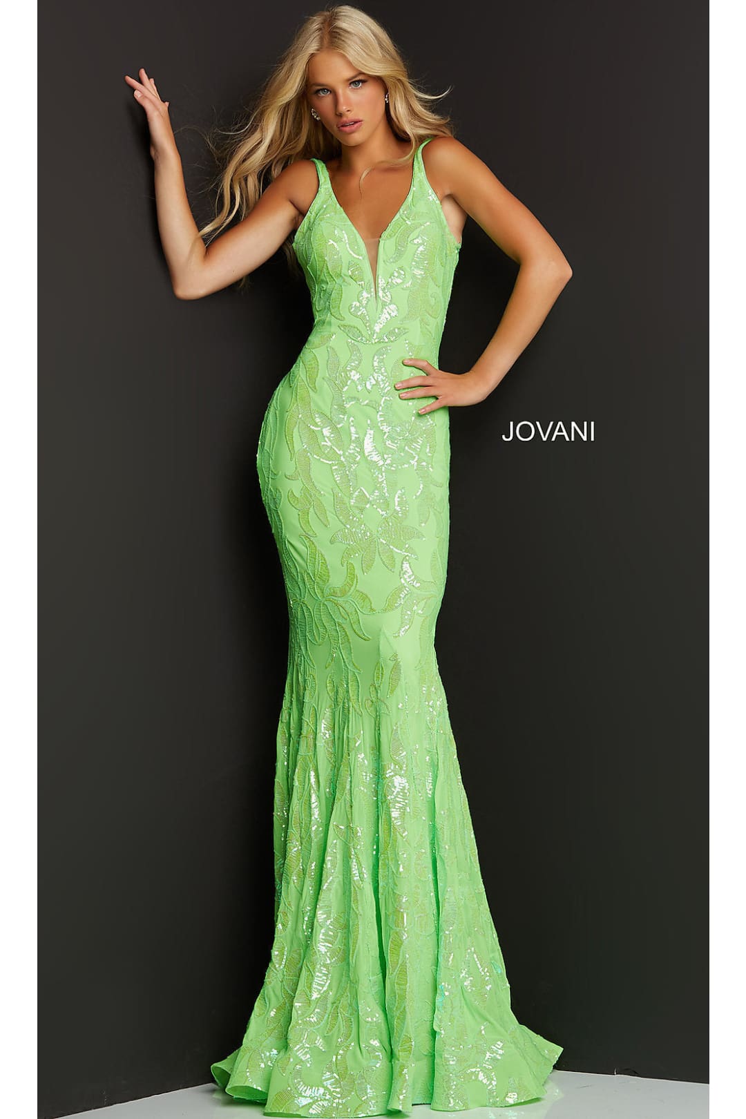 Jovani-Jovani Long Designer Prom Dress with Sequins