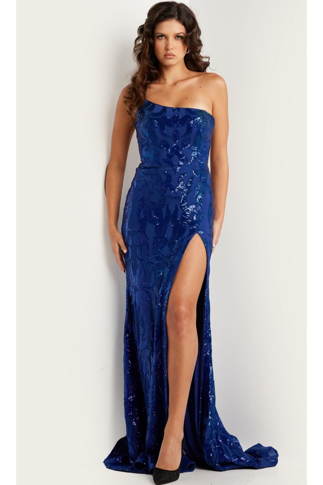 Jovani Long One-Shoulder Sequin Prom Dress 07913 - Prom