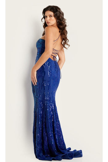 Jovani Long One-Shoulder Sequin Prom Dress 07913 - Prom