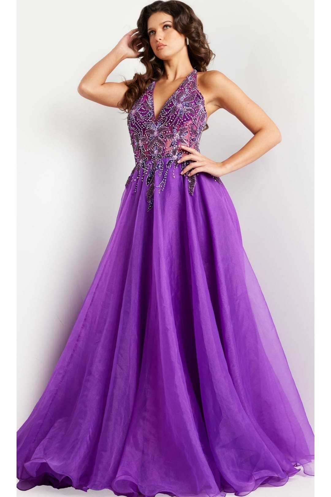 Jovani Long Organza Halter Prom Ball Gown 25964 - Apparel & Accessories > Clothing > Dresses